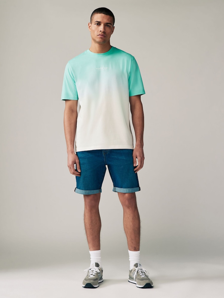 Mint Green 100% Cotton Dip Dye T-Shirt - Image 2 of 7
