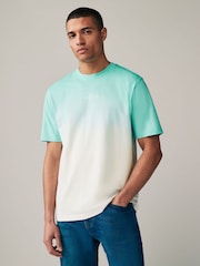 Mint Green 100% Cotton Dip Dye T-Shirt - Image 3 of 7