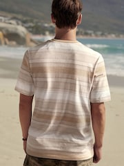 Нейтральный - Textured Stripe 100% Cotton T-Shirt - Image 4 of 7