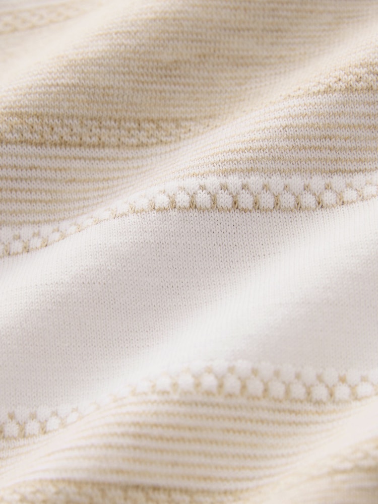 Нейтральный - Textured Stripe 100% Cotton T-Shirt - Image 7 of 7
