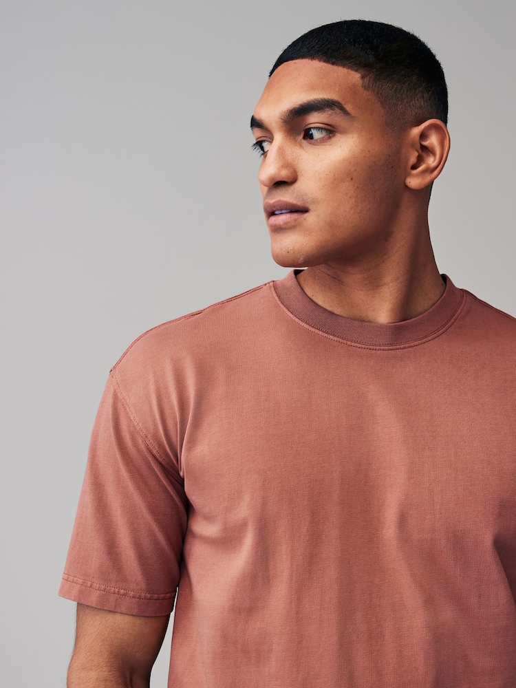 Rust Red Garment Dye Relaxed Fit Heavyweight T-Shirt - Image 4 of 7