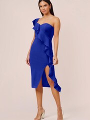 Aidan von Adrianna Papell Blau Strick-Crêpe-Cocktail Kleid - Bild 1 von 7