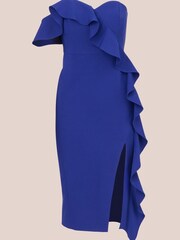 Aidan von Adrianna Papell Blau Strick-Crêpe-Cocktail Kleid - Bild 6 von 7
