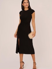 Adrianna Papell Jersey Midi Black Dress - Image 3 of 7
