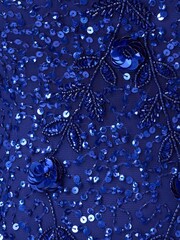 Adrianna Papell Blue Beaded Mesh Gown - Image 7 of 7