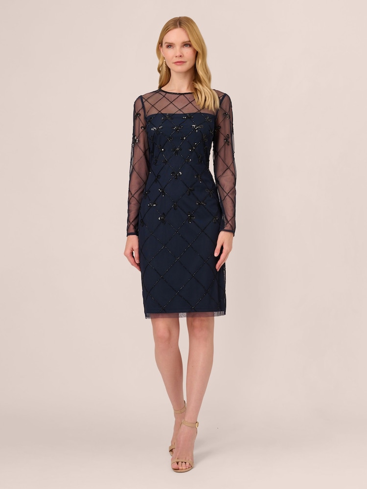 Robe courte Adrianna Papell Papell Studio bleue ornée de perles - Image 3 of 8