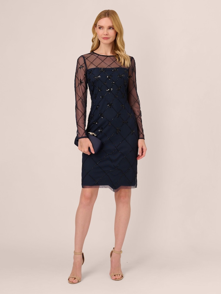 Robe courte Adrianna Papell Papell Studio bleue ornée de perles - Image 4 of 8