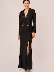 Adrianna Papell Tuxedo Black Dresses With Jewel Buttons - Image 2 of 7