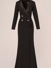 Adrianna Papell Tuxedo Black Dresses With Jewel Buttons - Image 6 of 7