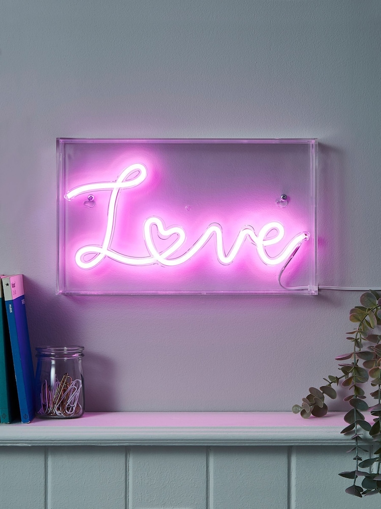 glow Pink LED Love Acrylic Light Box - Image 1 of 6