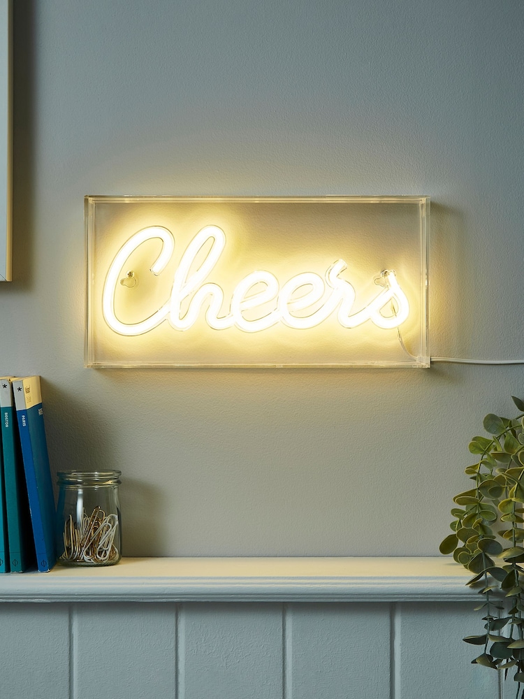 glow White LED Cheers Acrylic Light Box - Image 1 of 4