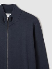Reiss Blue Smoke Hampshire Merino Wool Funnel-Neck Cardigan - Image 5 of 6
