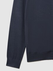 Reiss Blue Smoke Hampshire Merino Wool Funnel-Neck Cardigan - Image 6 of 6