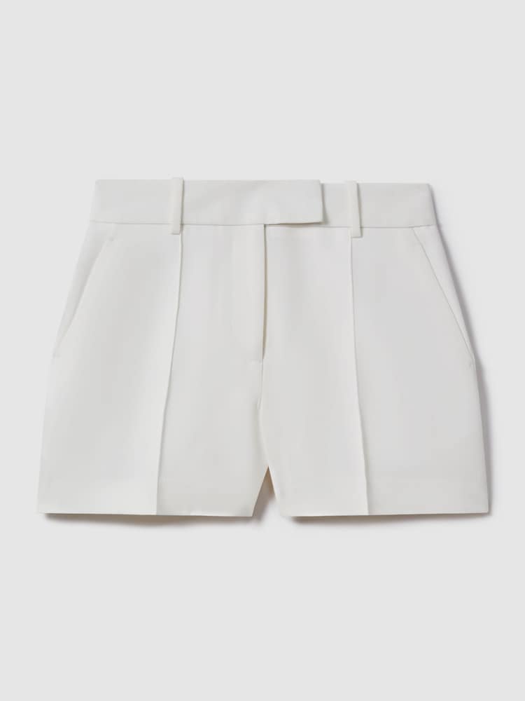 Reiss White Sienna Crepe Tailored Shorts - Image 2 of 6