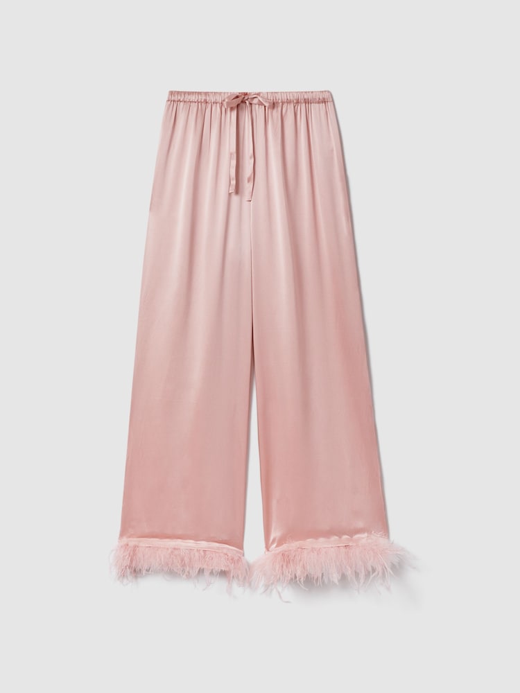 Maison Essentiele Pyjamahose aus Seide mit Federnbesatz - Bild 2 von 7 Maison Essentiele Pyjamahose aus Seide mit Federnbesatz - Bild 2 von 7