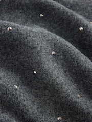 Charcoal Grey Heatseal Embellished Supersoft Short Sleeve Knitted Jumper - Image 8 of 8