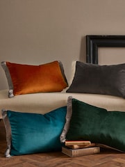 Graham & Brown Orange Fringe Opulence Feather Filled Cushion - Image 1 of 4