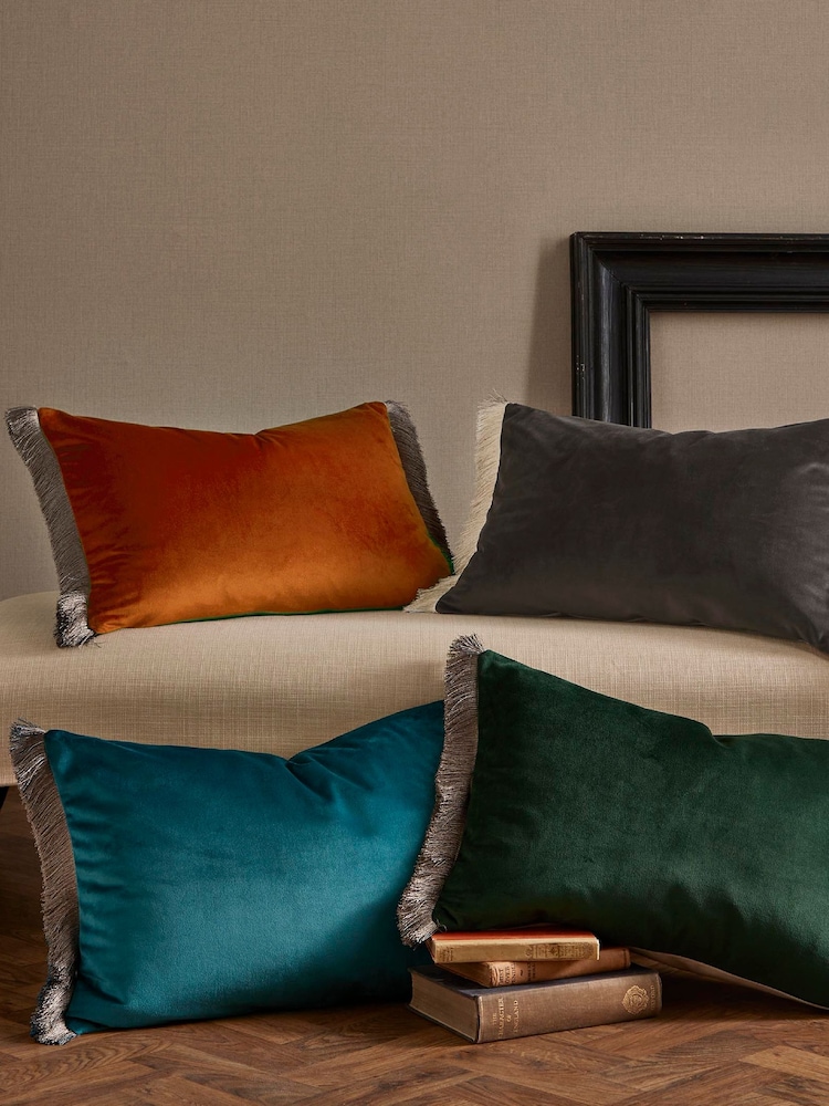 Graham & Brown Orange Fringe Opulence Feather Filled Cushion - Image 1 of 4