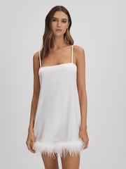 Maison Essentiele Silk Feather Trim Nightdress - Image 1 of 7