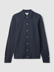 Reiss Blue Smoke Forbes Merino Wool Button-Through Cardigan - Image 2 of 6