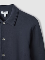 Reiss Blue Smoke Forbes Merino Wool Button-Through Cardigan - Image 5 of 6