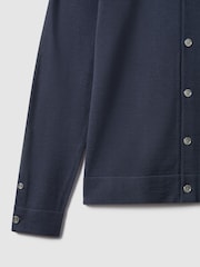 Reiss Blue Smoke Forbes Merino Wool Button-Through Cardigan - Image 6 of 6