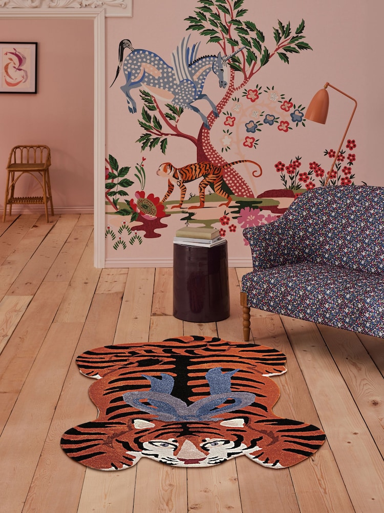 Cath Kidston Orange Trixie Tiger Rug - Image 1 of 6