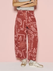Eleanor Bowmer Berry Pink Patch Print Barrel Leg Jeans - Image 2 of 4