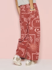 Eleanor Bowmer Berry Pink Patch Print Barrel Leg Jeans - Image 3 of 4