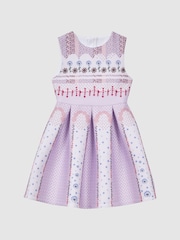 Reiss Lilac Lana 9-13 yrs Scuba Floral Print Dress - Image 2 of 6