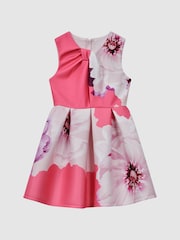 Reiss Pink Rosalind 13-14 yrs Scuba Floral Print Dress - Image 1 of 7