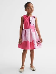 Reiss Pink Rosalind 13-14 yrs Scuba Floral Print Dress - Image 3 of 7