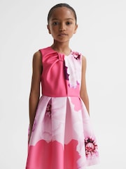 Reiss Pink Rosalind 13-14 yrs Scuba Floral Print Dress - Image 4 of 7