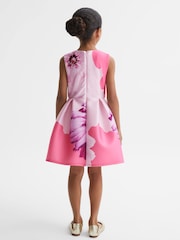 Reiss Pink Rosalind 13-14 yrs Scuba Floral Print Dress - Image 6 of 7