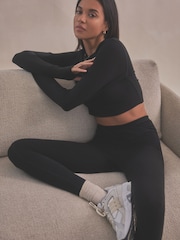 Self. Black Long Sleeve Waffle Top - Image 2 of 7