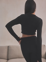 Self. Black Long Sleeve Waffle Top - Image 3 of 7