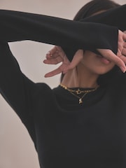 Self. Black Long Sleeve Waffle Top - Image 5 of 7