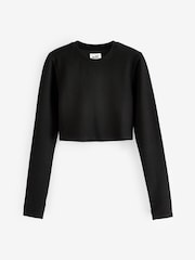 Self. Black Long Sleeve Waffle Top - Image 6 of 7