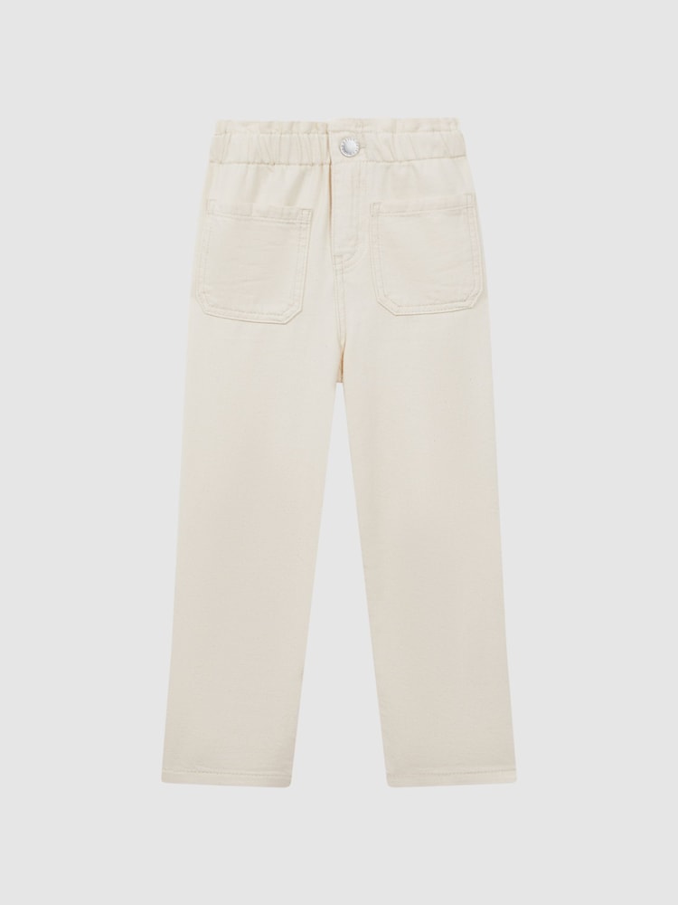 Reiss Ecru Elodie 9-13 yrs High Rise Elasticated Jeans - Image 1 of 6