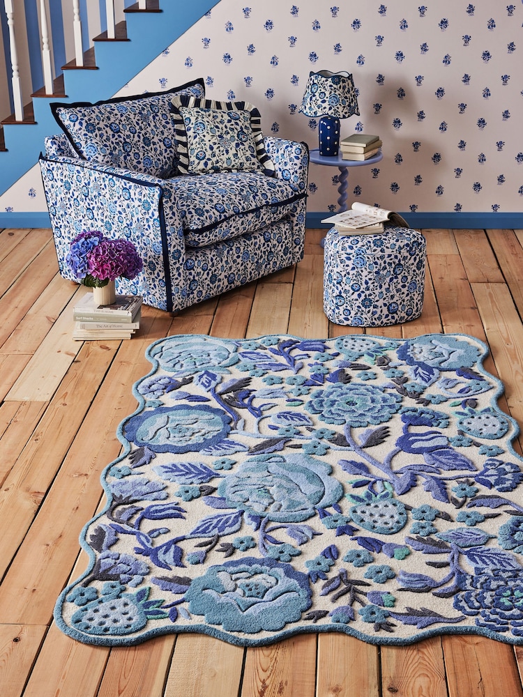 Cath Kidston Floral Strawberry Garden Floral Wool Rug - Image 1 of 5