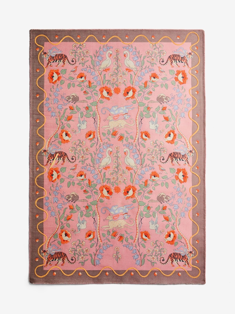 Cath Kidston Pink Flowers and Friends Woven Rug - Image 8 of 8