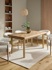 Light Natural Hayford Oak Effect Chevron Extending 6 to 8 Seater Dining Table - Image 1 of 10