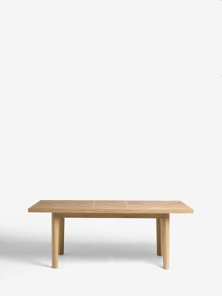 Light Natural Hayford Oak Effect Chevron Extending 6 to 8 Seater Dining Table - Image 10 of 10