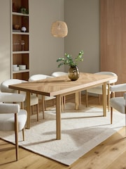 Light Natural Hayford Oak Effect Chevron Extending 6 to 8 Seater Dining Table - Image 2 of 10