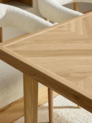 Light Natural Hayford Oak Effect Chevron Extending 6 to 8 Seater Dining Table - Image 3 of 10