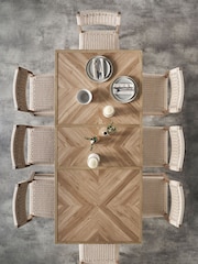 Light Natural Hayford Oak Effect Chevron Extending 6 to 8 Seater Dining Table - Image 6 of 10