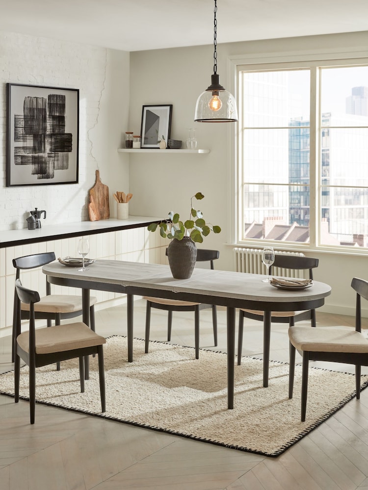 Grey Bronx Oak Effect Pill Shape Dining Table - Image 1 of 10