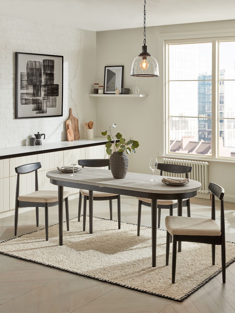 Grey Bronx Oak Effect Pill Shape Dining Table - Image 2 of 10