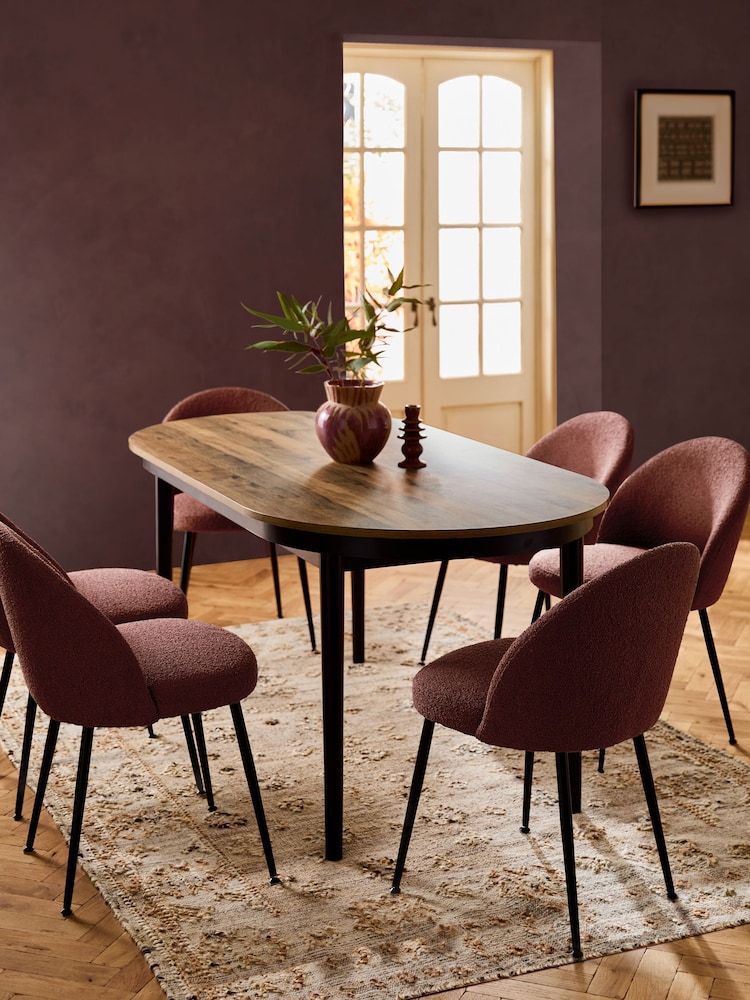 Dark Bronx Oak Effect Pill Shape 6 to 10 Seater Extending Dining Table - Image 1 of 9