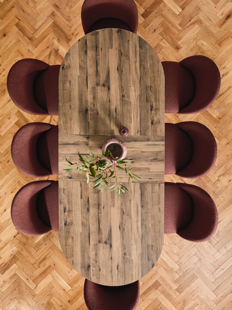 Dark Bronx Oak Effect Pill Shape 6 to 10 Seater Extending Dining Table - Image 2 of 8